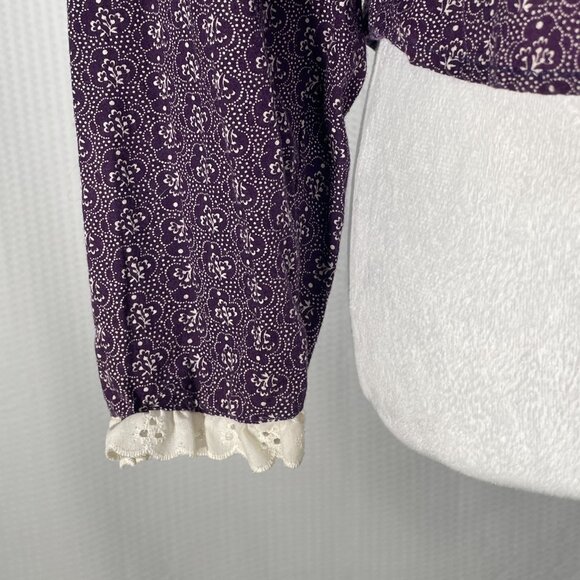 Vintage Eber Victorian Button-up Blouse Top Prairie Floral Fitted Puff Sleeve - Picture 4 of 8